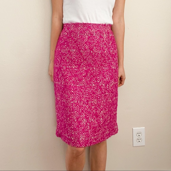 J. Crew Dresses & Skirts - J.Crew Pink/Cream Tweed Pencil Skirt 12